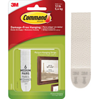Command Medium Picture Hanging Strips, White, 6 Sets of Strips