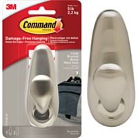 Command Large Forever Classic Hook, Brushed Nickel, 1 Hook, 2 Strips