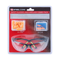 Steel Core Safety Glasses and Earplugs Combo Pack
