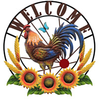 Backyard Expressions 24" Rooster with Wheat Welcome Wheel