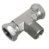 Apache 3/8" Male Pipe Thread x 3/8" Female Pipe Thread Swivel Hydraulic Tee Adapter