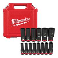 Milwaukee SHOCKWAVE Metric 1/2 In. Drive 6-Point Deep Impact Driver Set (14-Piece)