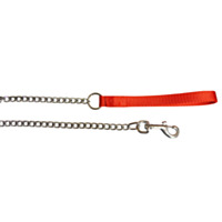 Scott Pet Chain Lead with Nylon Hand loop - Red, 48"