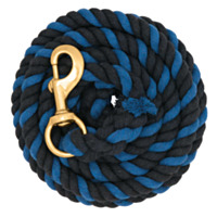 Weaver Leather Striped Cotton Lead Rope with Solid Brass 225 Snap - Black/Blue