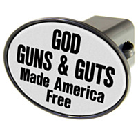 WinCraft® Hitch Cover, "God Guns & Guts Made America Free"
