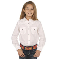 Wrangler® Girls Long Sleeve Snap Shirt - White,