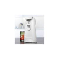 Brentwood® Can Opener with Chromed Built-In Bottle Opener & Knife Sharpener -White