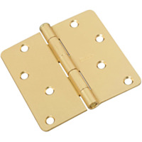 4 In. x 1/4 In. Radius Satin Brass Door Hinge