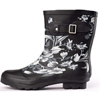 Norty Ladies 9" Rain Boot - Black Floral