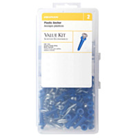The Hillman™ Group Anchor Kit 6-8 with Hex Washer Head Sheet Metal Screw Blue Conical Plastic Anchor