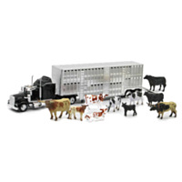 New-Ray Toys 1:43 Livestock Long Hauler with Cow Set