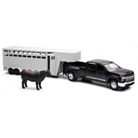 New-Ray Toys Country Life Chevy 3500HD with Trailer and Cow