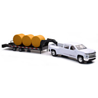 New-Ray Toys Country Life Chevy 3500HD with Trailer and Haybales