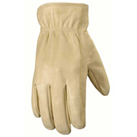 Wells Lamont Grain Cowhide Leather Glove, Shirred, Palomino