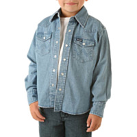 Wrangler Western Long Sleeve Solid Snap Shirt