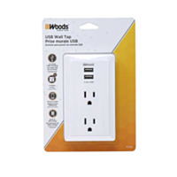 Woods 2 Outlet/2 USB Wall Tap