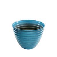 ALPINE® 12" Ribbed Glazed Planter, Blue