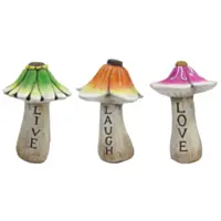 ALPINE® 'Live', 'Love', 'Laugh' Mushroom Decor - Assorted