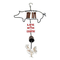 ALPINE® 'Life Is Better In The Country' Pig Wind Chime with Bell