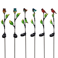ALPINE® Solar Birds/Owls Garden Stake with LEDs - Assorted