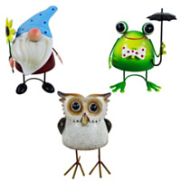ALPINE® Metal Gnome, Frog, Owl Tabletop Décor