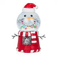 ALPINE® Snowman Red Gumball Snowglobe with Color Changing LED Light