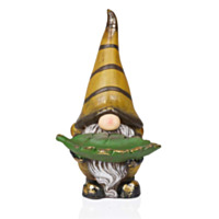 ALPINE® Vintage Gnome Holding Leaf with Striped Yellow Hat