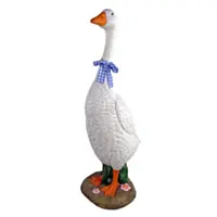 ALPINE® 51" Goose Garden Statue with Blue Bow