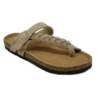 GaaHuu Women's Braided Leather Thong Memory Foam Footbed Sandal