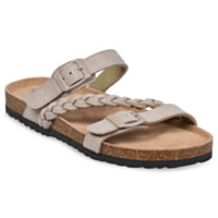 GaaHuu Women's Leather Braided 2 Strap Footbed Sandal