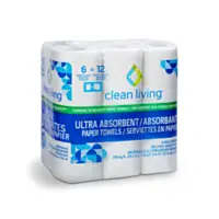Clean Living Paper Towels, 6 Rolls