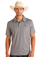 Panhandle Slim Men's Southwestern Polo, Diamond Geometric Print