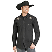 ROCK&ROLL DENIM Men's Woven Snap Shirt, Longhorn