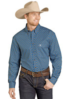 ROCK&ROLL DENIM Men's Long Sleeve Woven Button Shirt, Mini Print