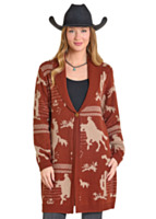 Panhandle Slim Women's Cowboy Print Sweater