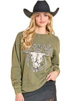 ROCK&ROLL DENIM Women's Oversized Roped Cowgirl Graphic Pullover