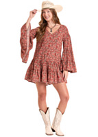 ROCK&ROLL DENIM Women's Flare Sleeve Dress