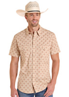 ROCK&ROLL DENIM Men's Short Sleeve Woven with Snap Closure, Aztec