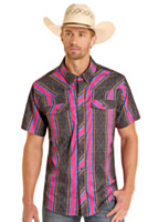 ROCK&ROLL DENIM Men's Short Sleeve Tek Woven with Snap Closure, Ripstop