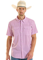 ROCK&ROLL DENIM Men's Short Sleeve Tek Woven with Snap Closure, Mesh Mini