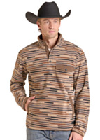 ROCK&ROLL DENIM Men's 1/4 Zip Fleece Pullover with Snap Placket