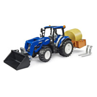 Bruder® Toys New Holland T5.120 with Front Loader, Load Box, Forks and Round Bale