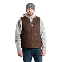 Berne Apparel Heartland Sherpa-Lined Washed Duck V-Neck Vest