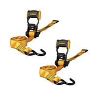 DEWALT Mid-Duty Ratchet Straps Tie-Downs, 2-Pack, 1.25" x 12', 1,800 lbs. Break Strength