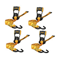 DEWALT Mid-Duty Ratchet Straps Tie-Downs, 4-Pack, 1.25" x 12', 1,800 lbs. Break Strength