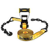 DEWALT Industrial‑Duty Ratchet Straps with Chains and Grab Hooks, 1-Pack, 2" x 30', 10,000 lbs. Break Strength