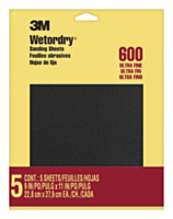 3M Wetordry Sanding Sheets, 600 Grit, 11.00 in x 9.00 in (5 Pack)