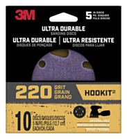 3M Ultra Durable 5 inch Power Sanding Discs, Universal Hole, 220 grit (10 Pack)