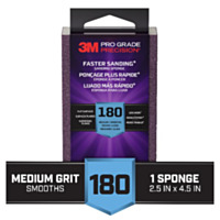 3M Pro Grade Precision Faster Sanding Sanding Block Sponge, 180 Grit, 4.50 in x 2.50 in x 1.00 in (1 Pack)