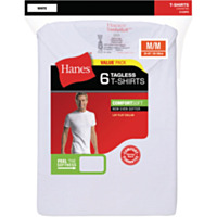 Hanes White Cotton Crew T-Shirt